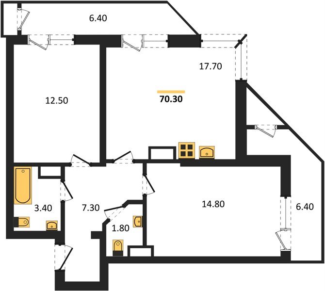 Фото №1: 2-комнатная квартира 70&nbsp;м², 12/24&nbsp;эт. - Краснодар, Карасунский внутригородской округ, Черёмушки, мкр. ЖК Рекорд, ул. Новороссийская, 102/8к5