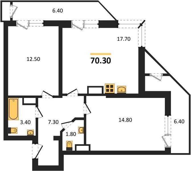 Фото №1: 2-комнатная квартира 70&nbsp;м², 18/24&nbsp;эт. - Краснодар, Карасунский внутригородской округ, Черёмушки, мкр. ЖК Рекорд, ул. Новороссийская, 102/8к5