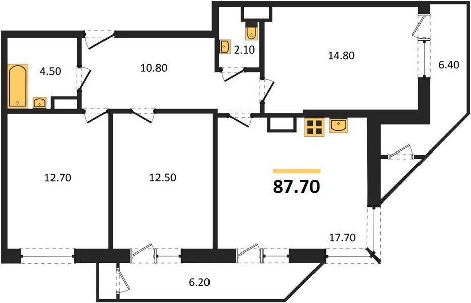 Фото №1: 3-комнатная квартира 87&nbsp;м², 19/24&nbsp;эт. - Краснодар, Карасунский внутригородской округ, Черёмушки, мкр. ЖК Рекорд, ул. Новороссийская, 102/8к5