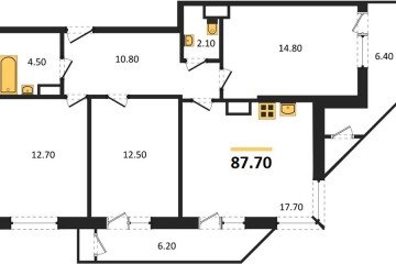 Фото №1: 3-комнатная квартира 87 м², 21/24 эт. - Краснодар, мкр. ЖК Рекорд, ул. Новороссийская, 102/8к5