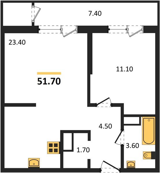 Фото №1: 1-комнатная квартира 51&nbsp;м², 22/24&nbsp;эт. - Краснодар, Карасунский внутригородской округ, Черёмушки, мкр. ЖК Рекорд, ул. Новороссийская, 102/8к5