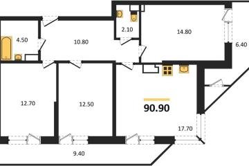 Фото №1: 3-комнатная квартира 90 м², 22/24 эт. - Краснодар, мкр. ЖК Рекорд, ул. Новороссийская, 102/8к5