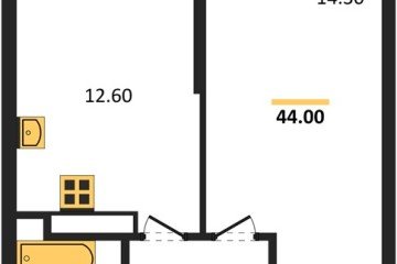 Фото №1: 1-комнатная квартира 44 м², 24/24 эт. - Краснодар, мкр. ЖК Рекорд, ул. Новороссийская, 102/8к5
