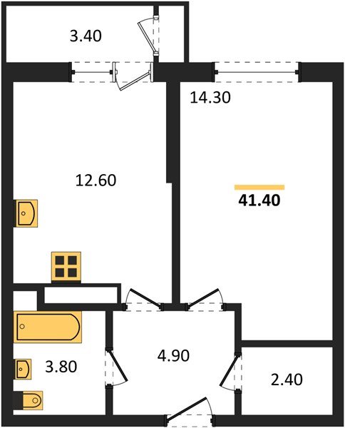 Фото №1: 1-комнатная квартира 41&nbsp;м², 12/24&nbsp;эт. - Краснодар, Карасунский внутригородской округ, Черёмушки, мкр. ЖК Рекорд, ул. Новороссийская, 102/8к5