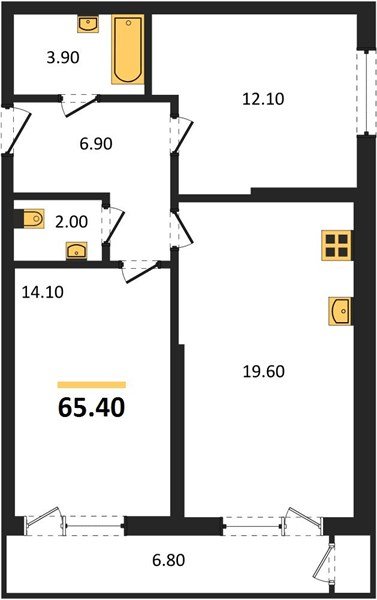 Фото №1: 2-комнатная квартира 65&nbsp;м², 2/24&nbsp;эт. - Краснодар, Карасунский внутригородской округ, Черёмушки, мкр. ЖК Рекорд, ул. Новороссийская, 102/8к5