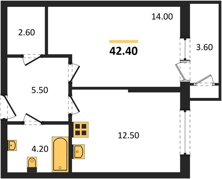 Фото №1: 1-комнатная квартира 42&nbsp;м², 2/24&nbsp;эт. - Краснодар, Карасунский внутригородской округ, Черёмушки, мкр. ЖК Рекорд, ул. Новороссийская, 102/8к5