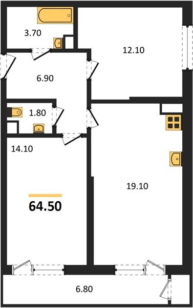 Фото №1: 2-комнатная квартира 64&nbsp;м², 4/24&nbsp;эт. - Краснодар, Карасунский внутригородской округ, Черёмушки, мкр. ЖК Рекорд, ул. Новороссийская, 102/8к5