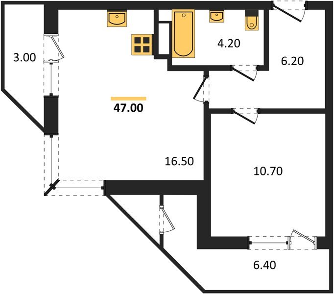 Фото №1: 1-комнатная квартира 47&nbsp;м², 4/24&nbsp;эт. - Краснодар, Карасунский внутригородской округ, Черёмушки, мкр. ЖК Рекорд, ул. Новороссийская, 102/8к5