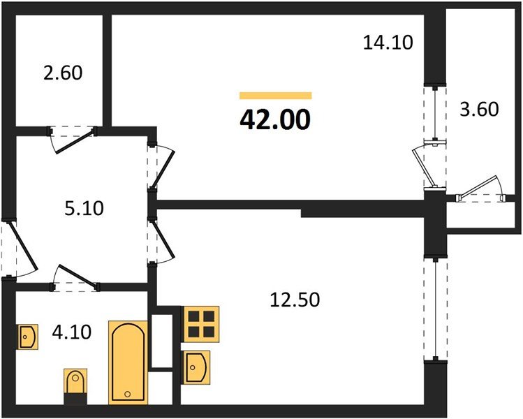 Фото №1: 1-комнатная квартира 42&nbsp;м², 4/24&nbsp;эт. - Краснодар, Карасунский внутригородской округ, Черёмушки, мкр. ЖК Рекорд, ул. Новороссийская, 102/8к5