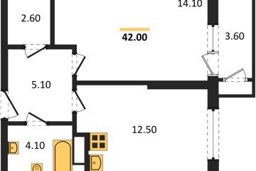 Фото №1: 1-комнатная квартира 42 м², 8/24 эт. - Краснодар, мкр. ЖК Рекорд, ул. Новороссийская, 102/8к5