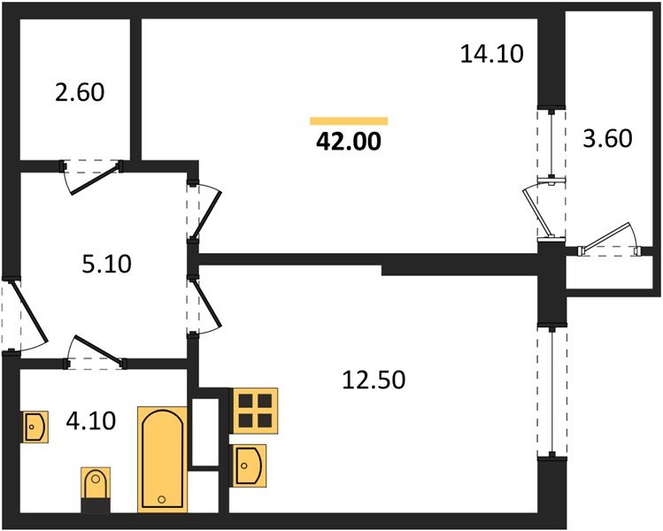 Фото №1: 1-комнатная квартира 42&nbsp;м², 8/24&nbsp;эт. - Краснодар, Карасунский внутригородской округ, Черёмушки, мкр. ЖК Рекорд, ул. Новороссийская, 102/8к5