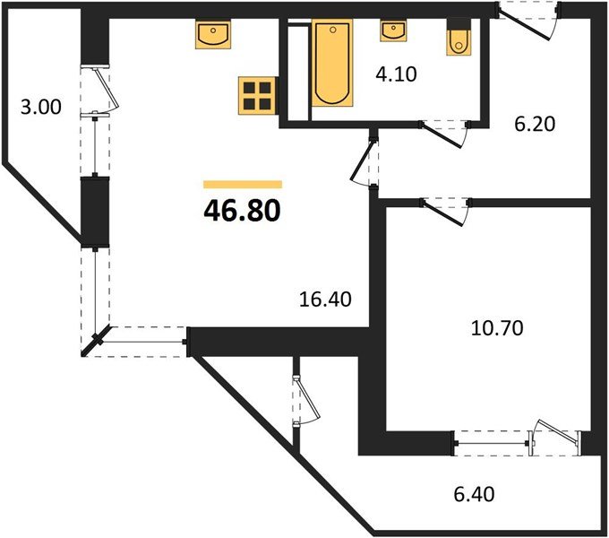 Фото №1: 1-комнатная квартира 46&nbsp;м², 22/24&nbsp;эт. - Краснодар, Карасунский внутригородской округ, Черёмушки, мкр. ЖК Рекорд, ул. Новороссийская, 102/8к5