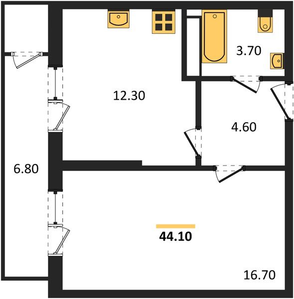 Фото №1: 1-комнатная квартира 44&nbsp;м², 24/24&nbsp;эт. - Краснодар, Карасунский внутригородской округ, Черёмушки, мкр. ЖК Рекорд, ул. Новороссийская, 102/8к5