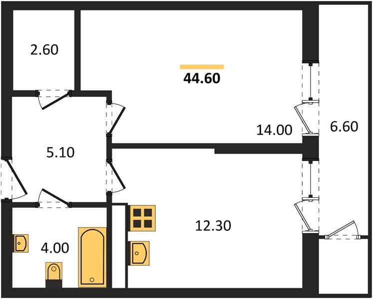 Фото №1: 1-комнатная квартира 44&nbsp;м², 24/24&nbsp;эт. - Краснодар, Карасунский внутригородской округ, Черёмушки, мкр. ЖК Рекорд, ул. Новороссийская, 102/8к5