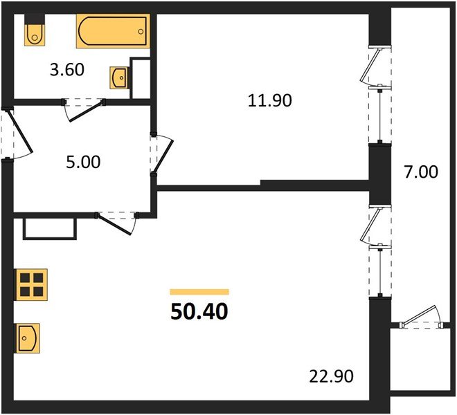 Фото №1: 1-комнатная квартира 50&nbsp;м², 23/24&nbsp;эт. - Краснодар, Карасунский внутригородской округ, Черёмушки, мкр. ЖК Рекорд, ул. Новороссийская, 102/8к5