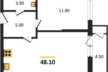 Фото №1: 1-комнатная квартира 48 м², 2/24 эт. - Краснодар, мкр. ЖК Рекорд, ул. Новороссийская, 102/8к5