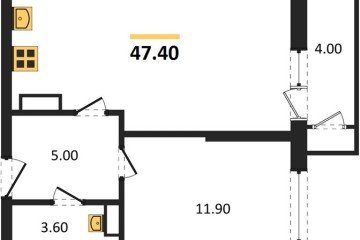 Фото №1: 1-комнатная квартира 47 м², 12/24 эт. - Краснодар, мкр. ЖК Рекорд, ул. Новороссийская, 102/8к5