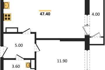 Фото №1: 1-комнатная квартира 47 м², 15/24 эт. - Краснодар, мкр. ЖК Рекорд, ул. Новороссийская, 102/8к5