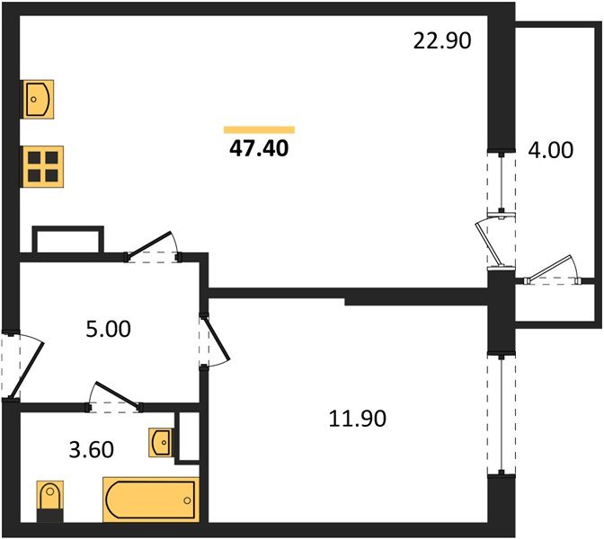 Фото №1: 1-комнатная квартира 47&nbsp;м², 15/24&nbsp;эт. - Краснодар, Карасунский внутригородской округ, Черёмушки, мкр. ЖК Рекорд, ул. Новороссийская, 102/8к5