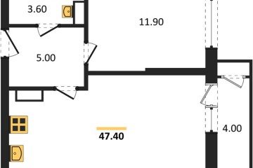 Фото №1: 1-комнатная квартира 47 м², 13/24 эт. - Краснодар, мкр. ЖК Рекорд, ул. Новороссийская, 102/8к5