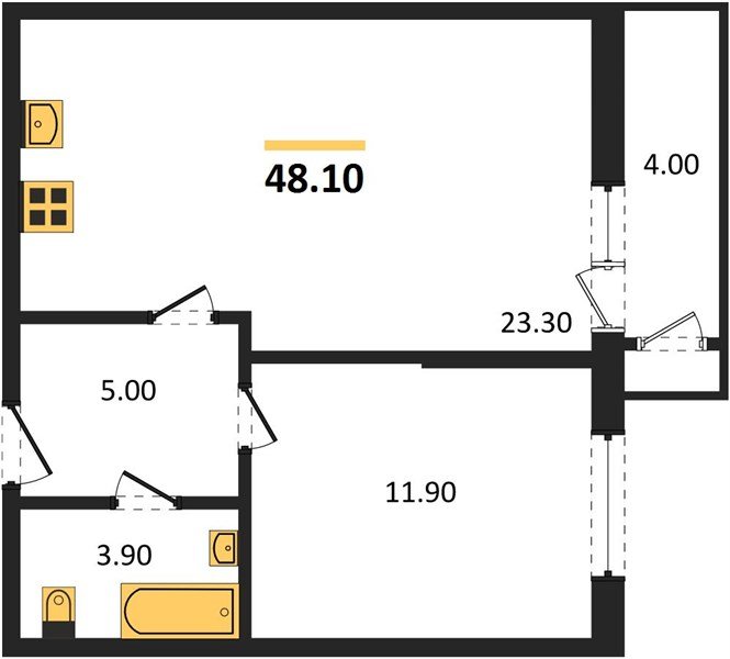 Фото №1: 1-комнатная квартира 48&nbsp;м², 2/24&nbsp;эт. - Краснодар, Карасунский внутригородской округ, Черёмушки, мкр. ЖК Рекорд, ул. Новороссийская, 102/8к5