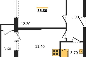 Фото №1: 1-комнатная квартира 36 м², 2/24 эт. - Краснодар, мкр. ЖК Рекорд, ул. Новороссийская, 102/8к5
