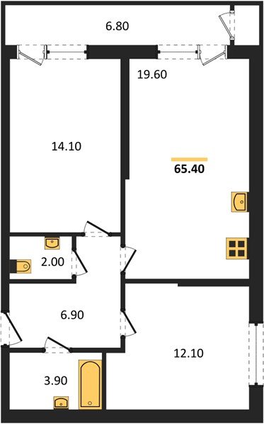Фото №1: 2-комнатная квартира 65&nbsp;м², 2/24&nbsp;эт. - Краснодар, Карасунский внутригородской округ, Черёмушки, мкр. ЖК Рекорд, ул. Новороссийская, 102/8к5