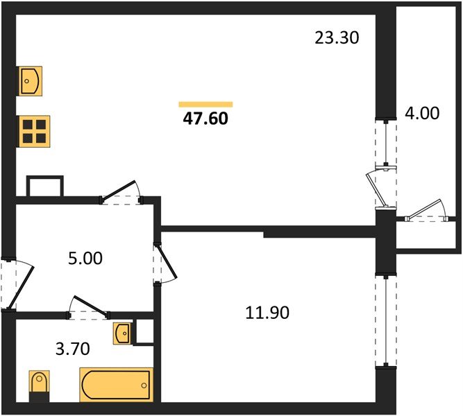 Фото №1: 1-комнатная квартира 47&nbsp;м², 4/24&nbsp;эт. - Краснодар, Карасунский внутригородской округ, Черёмушки, мкр. ЖК Рекорд, ул. Новороссийская, 102/8к5