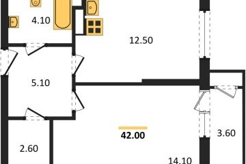 Фото №1: 1-комнатная квартира 42 м², 5/24 эт. - Краснодар, мкр. ЖК Рекорд, ул. Новороссийская, 102/8к5