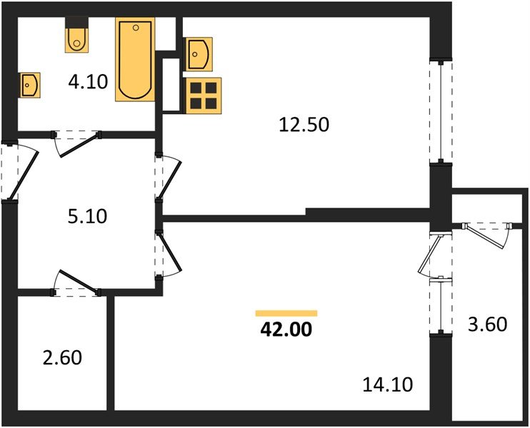 Фото №1: 1-комнатная квартира 42&nbsp;м², 5/24&nbsp;эт. - Краснодар, Карасунский внутригородской округ, Черёмушки, мкр. ЖК Рекорд, ул. Новороссийская, 102/8к5