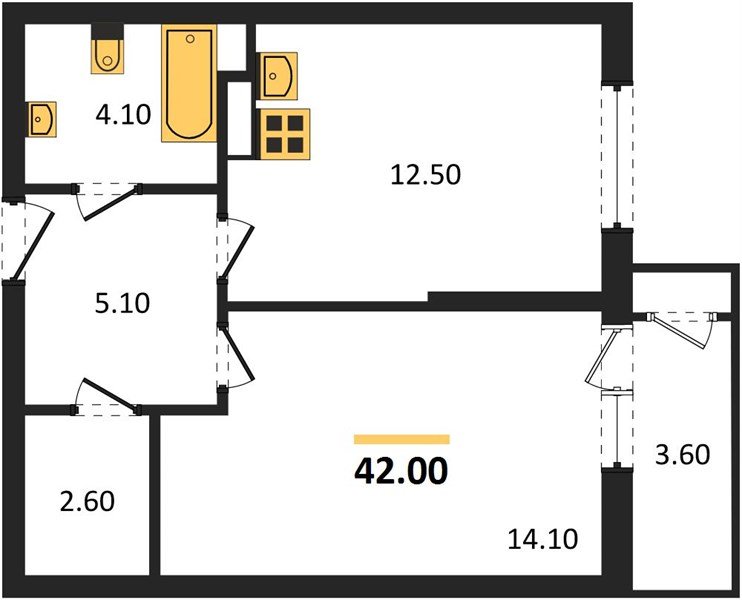 Фото №1: 1-комнатная квартира 42&nbsp;м², 7/24&nbsp;эт. - Краснодар, Карасунский внутригородской округ, Черёмушки, мкр. ЖК Рекорд, ул. Новороссийская, 102/8к5