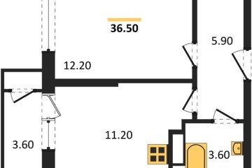 Фото №1: 1-комнатная квартира 36 м², 18/24 эт. - Краснодар, мкр. ЖК Рекорд, ул. Новороссийская, 102/8к5