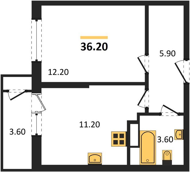 Фото №1: 1-комнатная квартира 36&nbsp;м², 19/24&nbsp;эт. - Краснодар, Карасунский внутригородской округ, Черёмушки, мкр. ЖК Рекорд, ул. Новороссийская, 102/8к5