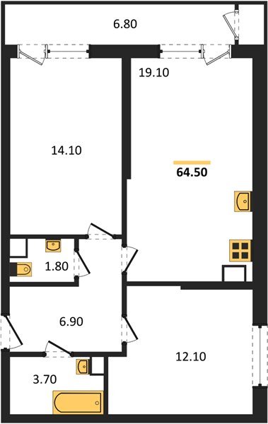Фото №1: 2-комнатная квартира 64&nbsp;м², 4/24&nbsp;эт. - Краснодар, Карасунский внутригородской округ, Черёмушки, мкр. ЖК Рекорд, ул. Новороссийская, 102/8к5