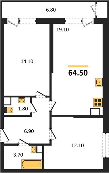 Фото №1: 2-комнатная квартира 64&nbsp;м², 6/24&nbsp;эт. - Краснодар, Карасунский внутригородской округ, Черёмушки, мкр. ЖК Рекорд, ул. Новороссийская, 102/8к5