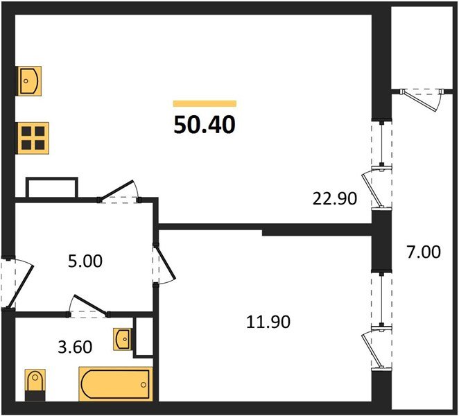 Фото №1: 1-комнатная квартира 50&nbsp;м², 22/24&nbsp;эт. - Краснодар, Карасунский внутригородской округ, Черёмушки, мкр. ЖК Рекорд, ул. Новороссийская, 102/8к5
