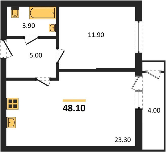Фото №1: 1-комнатная квартира 48&nbsp;м², 2/24&nbsp;эт. - Краснодар, Карасунский внутригородской округ, Черёмушки, мкр. ЖК Рекорд, ул. Новороссийская, 102/8к5
