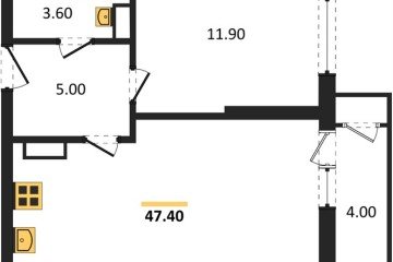 Фото №1: 1-комнатная квартира 47 м², 13/24 эт. - Краснодар, мкр. ЖК Рекорд, ул. Новороссийская, 102/8к5