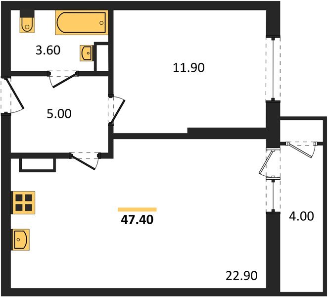 Фото №1: 1-комнатная квартира 47&nbsp;м², 13/24&nbsp;эт. - Краснодар, Карасунский внутригородской округ, Черёмушки, мкр. ЖК Рекорд, ул. Новороссийская, 102/8к5
