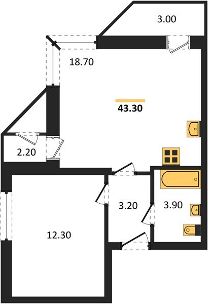 Фото №1: 1-комнатная квартира 43&nbsp;м², 2/24&nbsp;эт. - Краснодар, Карасунский внутригородской округ, Черёмушки, мкр. ЖК Рекорд, ул. Новороссийская, 102/8к5
