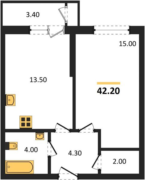 Фото №1: 1-комнатная квартира 42&nbsp;м², 2/24&nbsp;эт. - Краснодар, Карасунский внутригородской округ, Черёмушки, мкр. ЖК Рекорд, ул. Новороссийская, 102/8к5