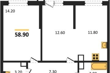 Фото №1: 2-комнатная квартира 58 м², 4/24 эт. - Краснодар, мкр. ЖК Рекорд, ул. Новороссийская, 102/8к5