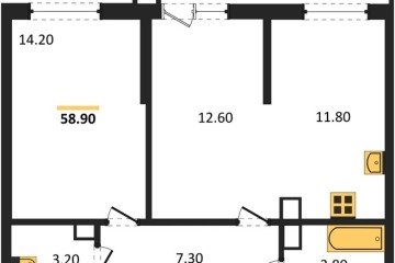 Фото №1: 2-комнатная квартира 58 м², 6/24 эт. - Краснодар, мкр. ЖК Рекорд, ул. Новороссийская, 102/8к5