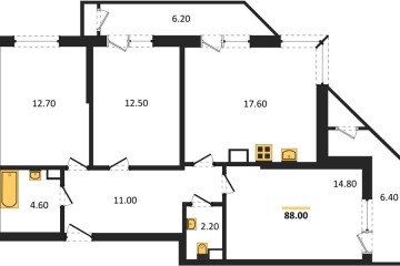 Фото №1: 3-комнатная квартира 88 м², 4/24 эт. - Краснодар, мкр. ЖК Рекорд, ул. Новороссийская, 102/8к5
