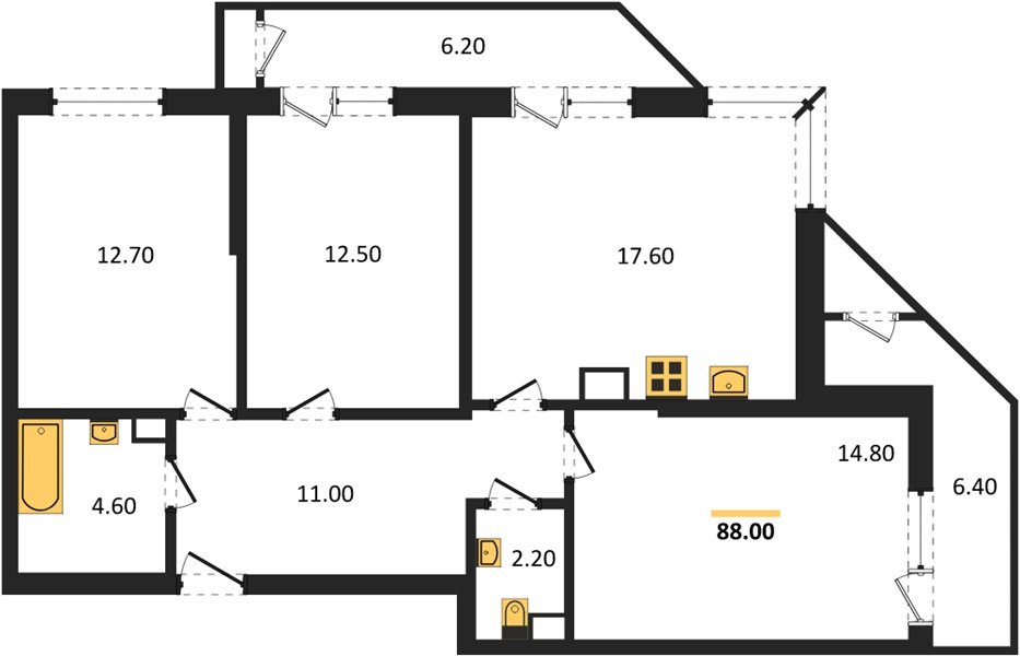 Фото №1: 3-комнатная квартира 88&nbsp;м², 4/24&nbsp;эт. - Краснодар, Карасунский внутригородской округ, Черёмушки, мкр. ЖК Рекорд, ул. Новороссийская, 102/8к5