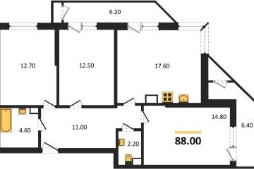 Фото №1: 3-комнатная квартира 88 м², 10/24 эт. - Краснодар, мкр. ЖК Рекорд, ул. Новороссийская, 102/8к5