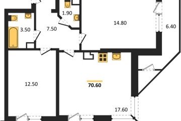 Фото №1: 2-комнатная квартира 70 м², 3/24 эт. - Краснодар, мкр. ЖК Рекорд, ул. Новороссийская, 102/8к5