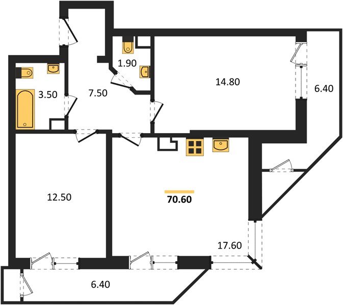 Фото №1: 2-комнатная квартира 70&nbsp;м², 3/24&nbsp;эт. - Краснодар, Карасунский внутригородской округ, Черёмушки, мкр. ЖК Рекорд, ул. Новороссийская, 102/8к5
