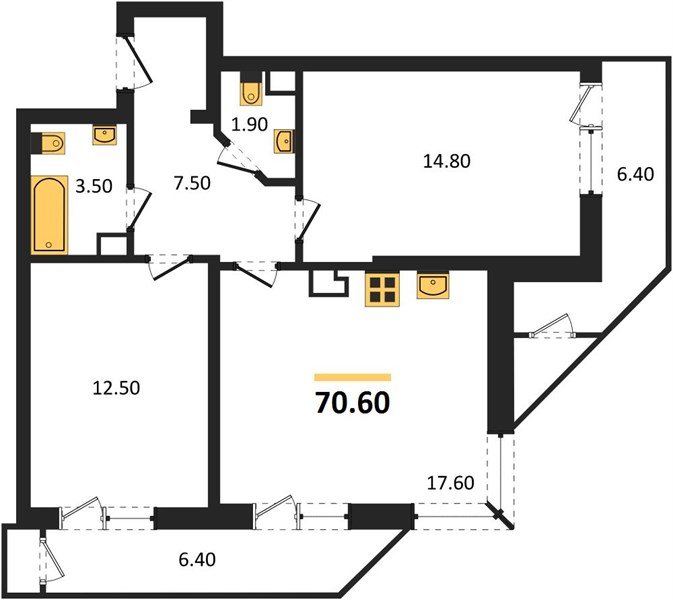 Фото №1: 2-комнатная квартира 70&nbsp;м², 10/24&nbsp;эт. - Краснодар, Карасунский внутригородской округ, Черёмушки, мкр. ЖК Рекорд, ул. Новороссийская, 102/8к5