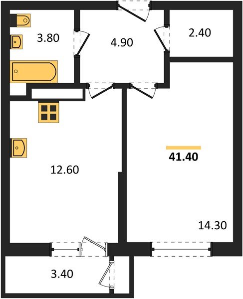 Фото №1: 1-комнатная квартира 41&nbsp;м², 17/24&nbsp;эт. - Краснодар, Карасунский внутригородской округ, Черёмушки, мкр. ЖК Рекорд, ул. Новороссийская, 102/8к5